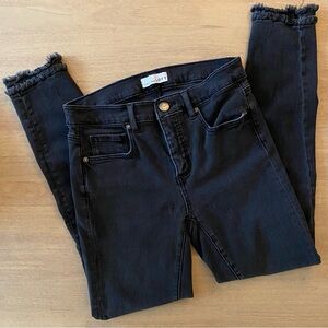 LOFT Modern Skinny Jeans – Black Wash, Frayed Hem, Size 27/4